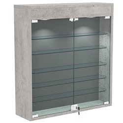 Настенная витрина с бархатом серии БАРОН №1-3А (пять полок), Бетон Чикаго + 16 Grey