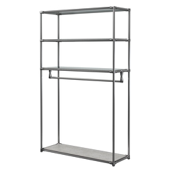 Хромированное вешало БАШНЯ №6-4 с полками Зеркало 4мм, Метрополитан Грей