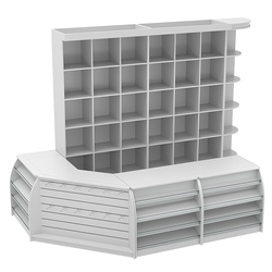 Комплект кассовой зоны со стеллажами - ячейками средний №2, Серый