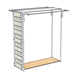 Хромированный стенд-вешало ETD-11 №1-1 (торец-ЭП) с полкой стекло 6мм, Дуб Золотистый