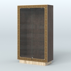 Низкая витрина с декором и прозрачными дверками НБА-505, Дуб Венге + Дуб Сонома