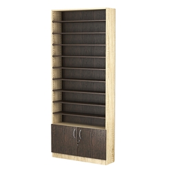 Стеллаж из ДСП с 9-ю полками 250x900 мм серии LEVEL-9 №11 (З/C - ДВП), Дуб Сонома + Дуб Венге