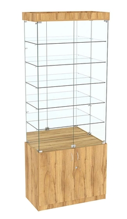 Высокая витрина ИСТРА №803 (задняя стенка - зеркало), Дуб Золотистый