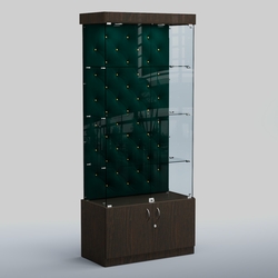 Высокая стеклянная витрина КАПИТОНЕ №1, Дуб Венге  + Велюр Tiffany 10 Dk. Green