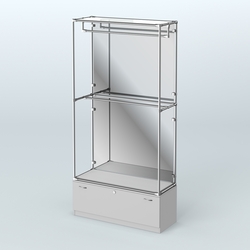 Торговая система ХРОМ (задняя стенка - зеркало) 1200 мм №1-1 с тумбой Т-11 и поручнями, Серый