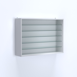 Витрина настенная №203-5Г открытая с пятью полками из стекла, Серый