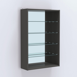 Витрина настенная №202-2Г с четырьмя полками и зеркалом, Черный