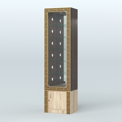 Витрина с декором и стеклянными полками №ВБА-504С, Дуб Венге + Дуб Сонома