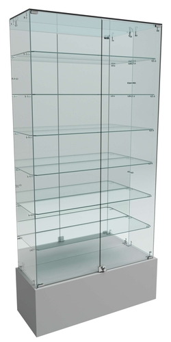 Витрина Истра №36 прямоугольная (задняя стенка - зеркало), Серый