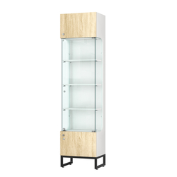 Витрина Монти №1, Белый + Дуб Сонома