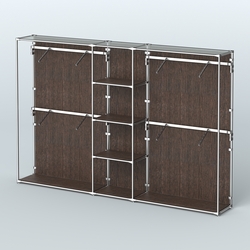 Торговая система ХРОМ (задняя стенка - ДСП) 3030 мм с полками ДСП и поручнями №8, Дуб Венге