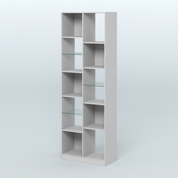 Стеллаж из ДСП серии ЛОФТ №8-3 с полками стекло 5 мм, Серый