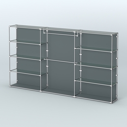 Торговая система ХРОМ (задняя стенка - ДСП) 3600 мм с прозрачными полками и поручнями №1, Темно-Серый