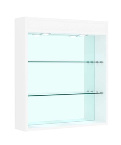 Витрина настенная №1-4Г открытая зеркальная с подсветкой, Белый