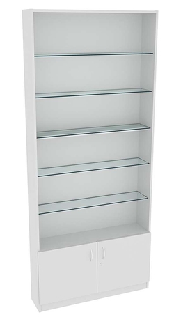 Витрина СЭСП-О №1-200 (З/C - ДВП) со стеклянными полками, Серый