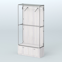 Торговая система ХРОМ (задняя стенка - ДСП) 1200 мм №4-3 с тумбой Т-15 и поручнями, Ясень Анкор светлый