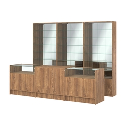 Комплект витрин с регулировочными полками NE-6 №12-2 и прилавков ЭК-2, Дуб Канзас коричневый