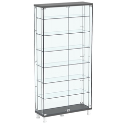 Витрина РОНДО с регулировочными полками №3-5-РЕГ на ножках (задняя стенка стекло), Темно-Серый