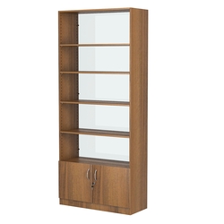 Стеллаж из ДСП с 4-мя полками 400x900 мм серии LEVEL-4 №14-1 (З/C - СТЕКЛО), Орех