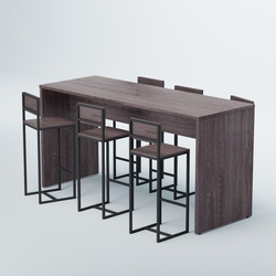 Комплект барный стол "Кофе-брейк" №2 и стулья, Ясень Анкор темный