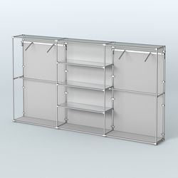 Торговая система ХРОМ (задняя стенка - ДСП) 3600 мм с зеркальными полками и поручнями №10, Серый