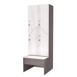 Шкаф для раздевалок со скамейкой КОМБО-Элегия №2-1Б, Ясень Анкор темный + Ясень Анкор светлый