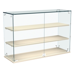 Витрина Истра настольная №29-ДП с прямыми полками из ДСП, Крем Вайс