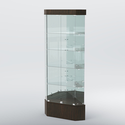 Витрина для музеев "Коллекция" №19 угловая с полками, Дуб Венге