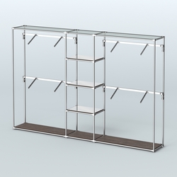 Торговая система ХРОМ без ДСП 3030 мм с зеркальными полками и поручнями №8, Дуб Венге