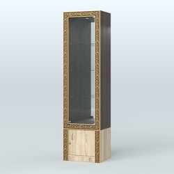 Витрина зеркальная с декором №ВБА-4, Дуб Венге + Дуб Сонома