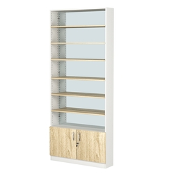 Стеллаж из ДСП с 6-ю полками 200x900 мм серии LEVEL-6 №10-2 (З/C - ЗЕРКАЛО), Белый + Дуб Сонома