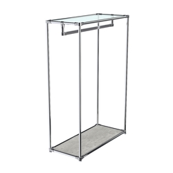 Хромированный стенд-вешало TD-12 №1-1 с полкой стекло 6мм (прозрачное), Метрополитан Грей