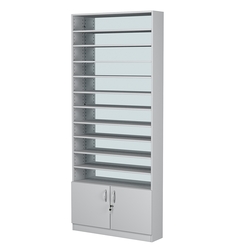 Стеллаж из ДСП с 10-ю полками 200x900 мм серии LEVEL-10 №10-2 (З/C - ЗЕРКАЛО), Серый