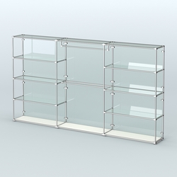 Торговая система ХРОМ (задняя стенка - стекло) 3600 мм с прозрачными полками и поручнями №1, Белый