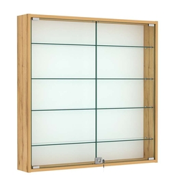 Витрина настенная №4-1А с узкими прозрачными полками, Дуб Золотистый