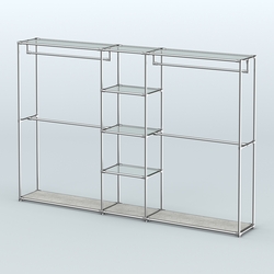 Торговая система ХРОМ без ДСП 3030 мм с прозрачными полками и поручнями №4, Метрополитан Грей