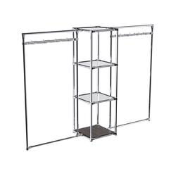 Хромированное вешало ЛУЧ №2-4 с зеркальными полками 4мм, Дуб Венге