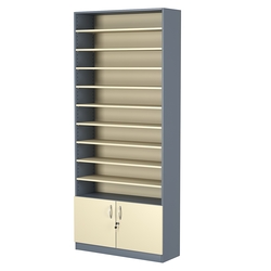 Стеллаж из ДСП с 9-ю полками 300x900 мм серии LEVEL-9 №12 (З/C - ДВП), Темно-серый + Крем Вайс