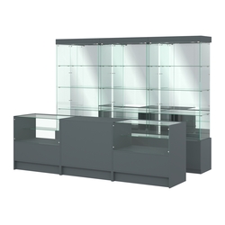 Комплект стеклянных витрин ИС-03 и прилавков ЭК-3, Темно-Серый