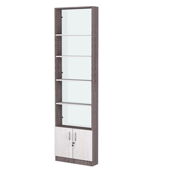 Стеллаж из ДСП с 4-мя полками 150x600 мм серии LEVEL-4 №2-1 (З/C - СТЕКЛО), Ясень Анкор темный + Ясень Анкор светлый