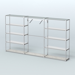 Торговая система ХРОМ без ДСП 3600 мм с зеркальными полками и поручнями №9, Метрополитан Грей