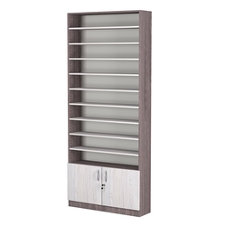 Стеллаж из ДСП с 9-ю полками 250x900 мм серии LEVEL-9 №11 (З/C - ДВП), Ясень Анкор темный + Ясень Анкор светлый