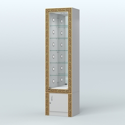 Витрина с декором и стеклянными полками №ВБА-504С, Серый