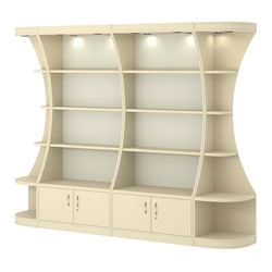  Пристенный высокий стеллаж ГАРАНТ №2, Крем Вайс + Белый