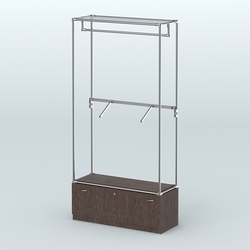 Торговая система ХРОМ без ДСП 1200 мм №2-1 с тумбой Т-11 и поручнями, Дуб Венге