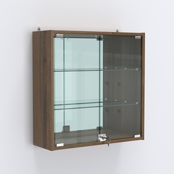 Витрина настенная №201-2А с зеркалом, Орех