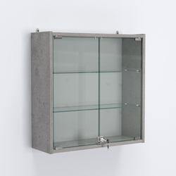 Витрина настенная №201-1А с прозрачными полками, Бетон Чикаго светло-серый F186 ST9
