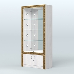 Витрина выставочная с декором №ВБА-3С, Ясень Анкор светлый