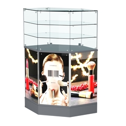 Прилавок со световым коробом и высокой стеклянной надставкой №8, Темно-Серый