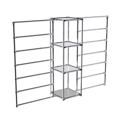 Хромированное вешало ГОРИЗОНТ №2-4 с зеркальными полками 4мм, Серый